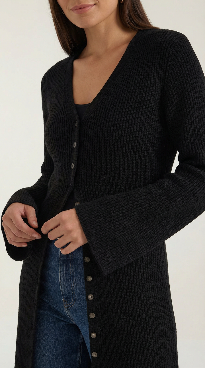 Cárdigan Maxi de Punto 'Valerie' con Escote en Forma de V