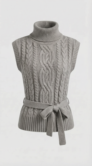 Chaleco de punto trenzado con cuello alto Wendy