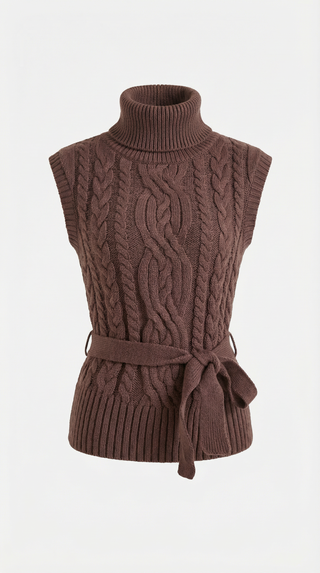 Chaleco de punto trenzado con cuello alto Wendy