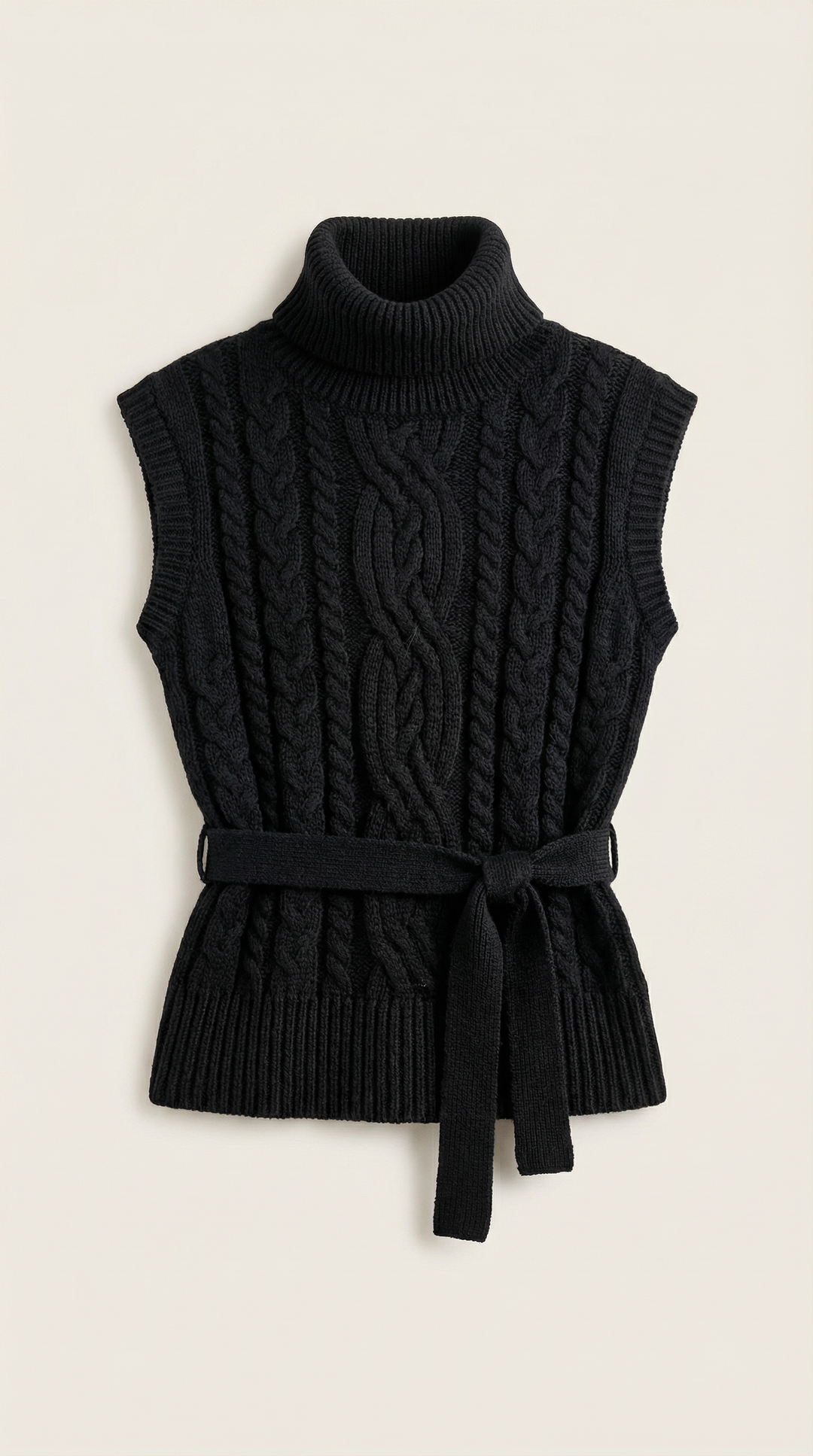 Chaleco de punto trenzado con cuello alto Wendy