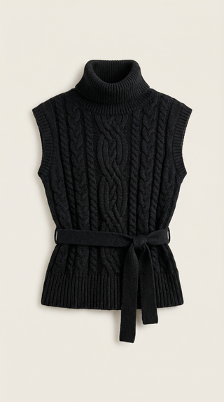 Chaleco de punto trenzado con cuello alto Wendy
