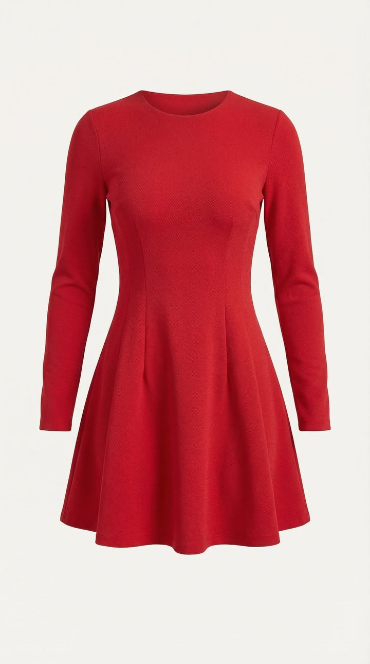 Vestido Corto de Manga Larga Ébano