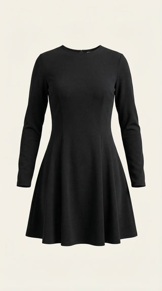 Vestido Corto de Manga Larga Ébano