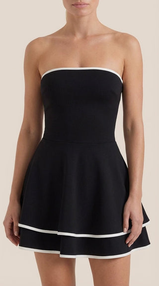 Vestido Mini Greta con Detalles Contrastantes