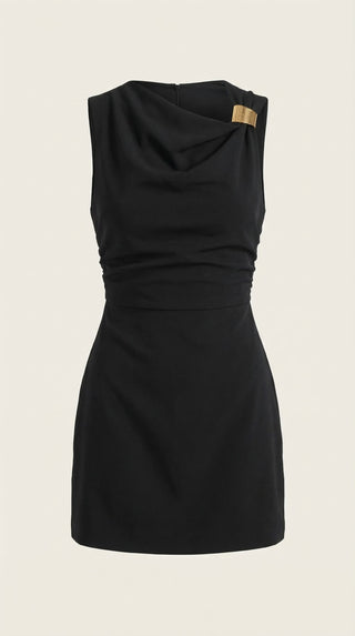 Vestido Corto con Cuello de Cowl Rosalie